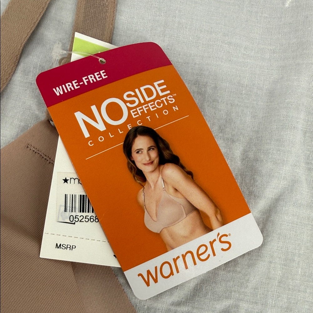 Warner's Bra Wm 38 B No Side Effects Wireless Seamless T-Shirt Nude Neutral Tan - Picture 2 of 10